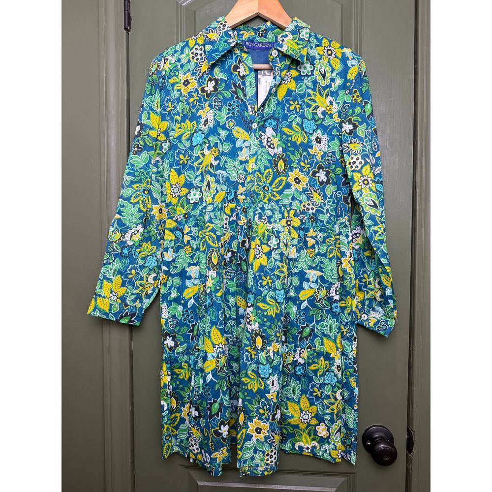 NWT Ro's Garden Romy Short Mini Floral Resort Dress Green Yellow Palermo XS
